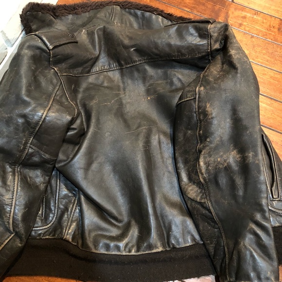Vintage flight bomber leather jacket distressed - Picture 7 of 8